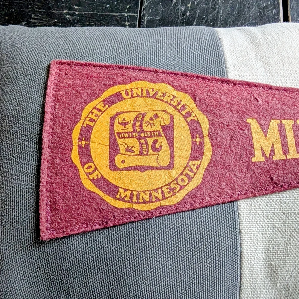 American Roadtrip University of Minnesota Pillow Vintage Collegiate Pennant